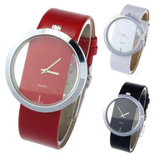 ly Design Watch Women PU Leather Transparent Dial Hollow Analog Quartz Wrist Watches Relogio Feminino Clock CF