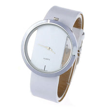 ly Design Watch Women PU Leather Transparent Dial Hollow Analog Quartz Wrist Watches Relogio Feminino Clock CF