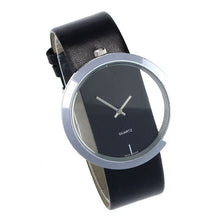 ly Design Watch Women PU Leather Transparent Dial Hollow Analog Quartz Wrist Watches Relogio Feminino Clock CF