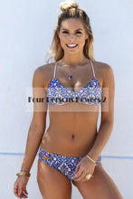 New Style Sexy White Flower Print Low-Waist Bra Beach Bikini Set Women's Shoulder Brazil Bottom Swimwear Women Bikini CF