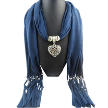 Ladies Jewellery Heart Gemstone Necklace Scarf Stole Charm Tassel Warm Scarves Accessories CF