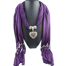 Ladies Jewellery Heart Gemstone Necklace Scarf Stole Charm Tassel Warm Scarves Accessories CF
