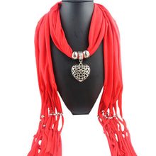 Ladies Jewellery Heart Gemstone Necklace Scarf Stole Charm Tassel Warm Scarves Accessories CF