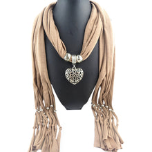 Ladies Jewellery Heart Gemstone Necklace Scarf Stole Charm Tassel Warm Scarves Accessories CF