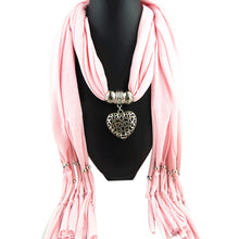 Ladies Jewellery Heart Gemstone Necklace Scarf Stole Charm Tassel Warm Scarves Accessories CF