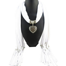 Ladies Jewellery Heart Gemstone Necklace Scarf Stole Charm Tassel Warm Scarves Accessories CF