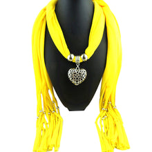 Ladies Jewellery Heart Gemstone Necklace Scarf Stole Charm Tassel Warm Scarves Accessories CF