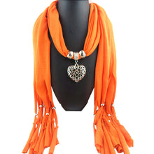 Ladies Jewellery Heart Gemstone Necklace Scarf Stole Charm Tassel Warm Scarves Accessories CF