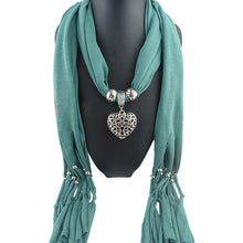 Ladies Jewellery Heart Gemstone Necklace Scarf Stole Charm Tassel Warm Scarves Accessories CF