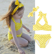 girls swimsuits children's swimwear yellow Bow swimwear overalls bikini meisje children swimsuit for kids CH07 CF