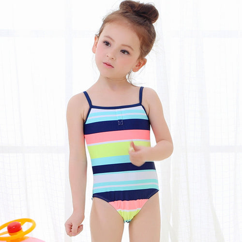 kids swimwear girls floral printed swimsuit Strap Stripe kids CH32 CF