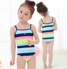 kids swimwear girls floral printed swimsuit Strap Stripe kids CH32 CF
